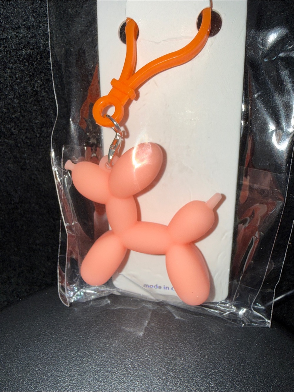 Silicone Balloon Dog Keychain Charm - Pink